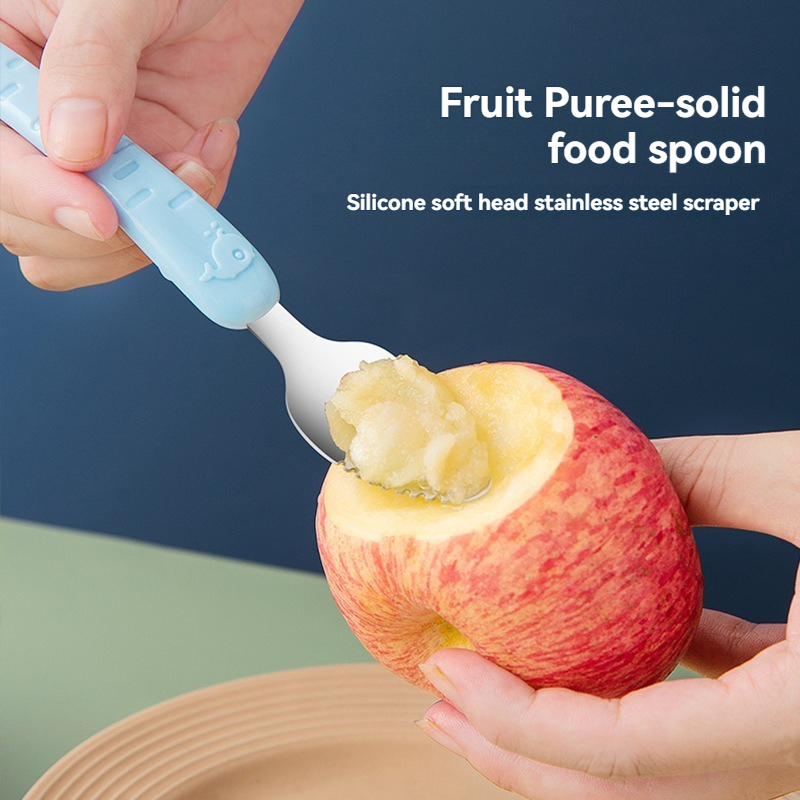 Baby Food Apple - 이유식 스크레이퍼 스푼 - 이중 헤드