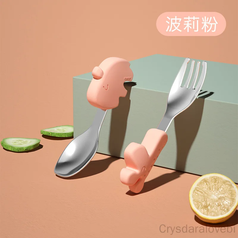 Baby Food Knife Set - 1setElephant 짧은 포크 스푼 세트 아기