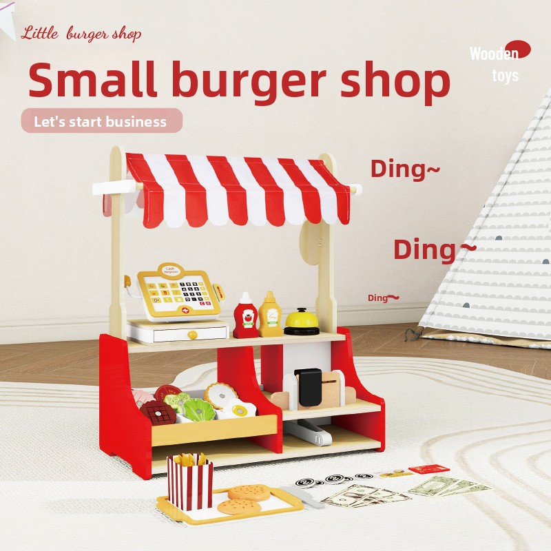Baby Food In Restaurant - 어린이 장난감 퍼즐 나무 햄버거 가게