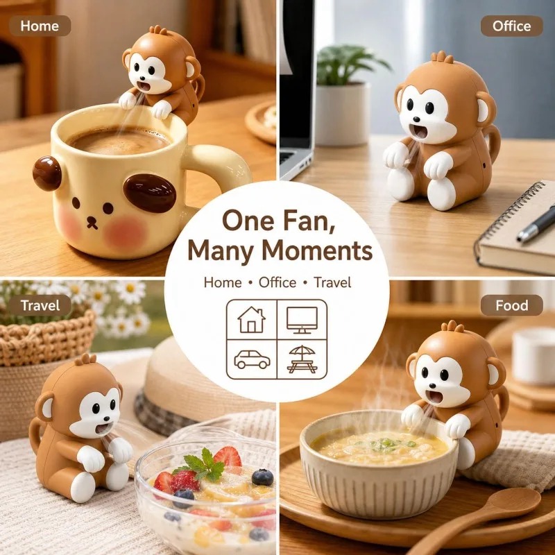 휴대용 원숭이 모양 음식 냉각 팬 USB 충전식 3단  - Baby Food Kids 리뷰 및 가격