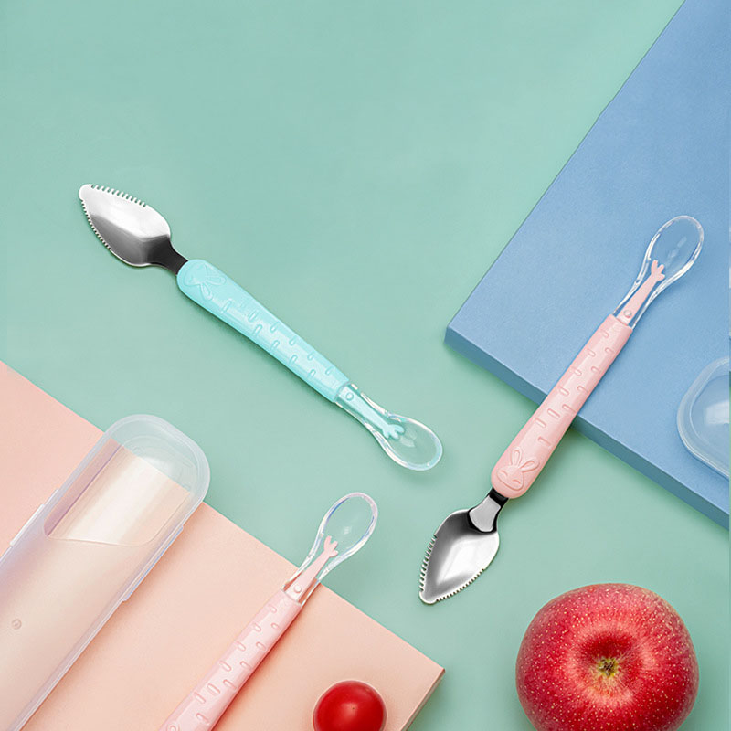 사과 퓨레를 먹기 위한 양쪽 끝이 있는 스크레이퍼 스푼 - Baby Food Apple 리뷰 및 가격