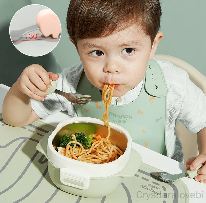 1setElephant 짧은 포크 스푼 세트 아기 훈련 - Baby Food Knife Set 리뷰 및 가격