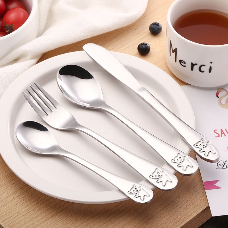 4 개/대 아기 티스푼 숟가락 음식 먹이 포크 칼기구  - Baby Food Knife Set 리뷰 및 가격