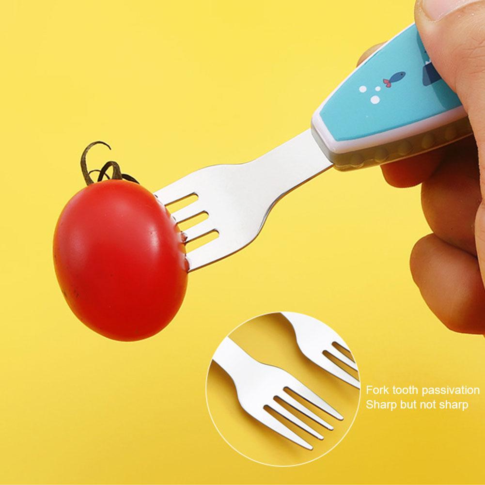 2 개/대 어린이 짧은 손잡이 숟가락 포크 유아 먹이  - Baby Food Knife Set 리뷰 및 가격